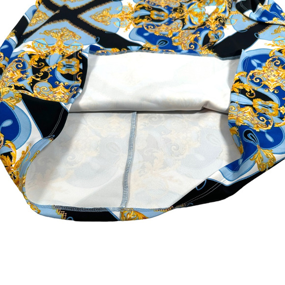 Bold Elements Baroque Skirt Womens XXL 2XL Mosaic Gold Cut To Curve Blue Scroll - Picture 4 of 9